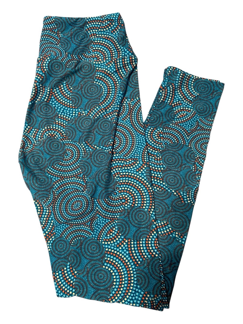 LuLaRoe Teal Turquoise Dot Spiral Leggings